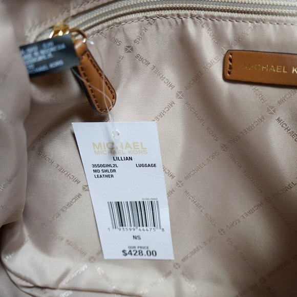 Michael Kors Lillian M Shoulder Leather Bag Brown - Picture 10 of 12